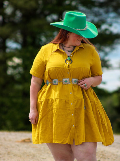 Mustard Linen Dress - 9greyhorses.comdress
