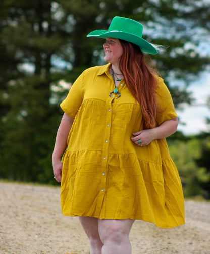 Mustard Linen Dress - 9greyhorses.comdress