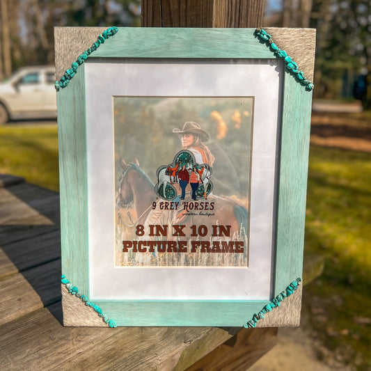Turquoise Cowhide Picture Frame - 9greyhorses.com