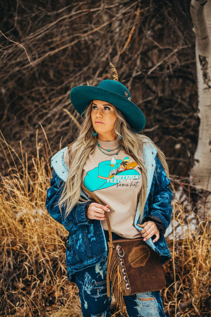 Different Feather Turquoise Hat Tee - 9greyhorses.com