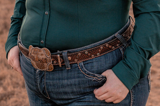 Leather Diamond Western Belt With Dots - 9greyhorses.comBelts