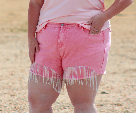 Pink Rhinestone Cowgirl Shorts - 9greyhorses.comshorts