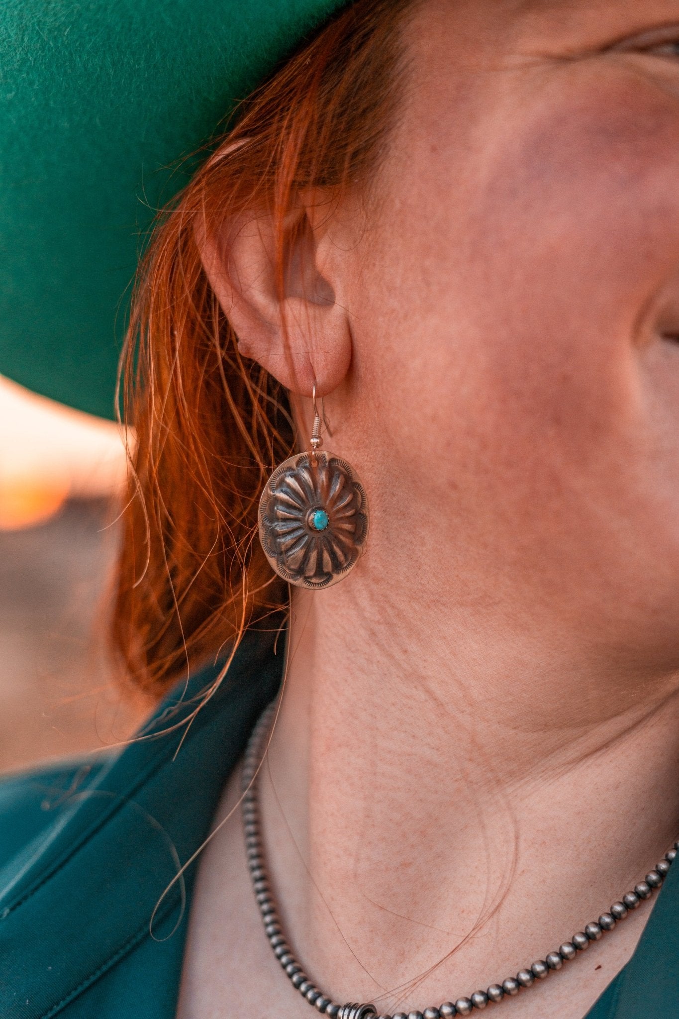 Turquoise Concho Earrings - 9greyhorses.comJewelry