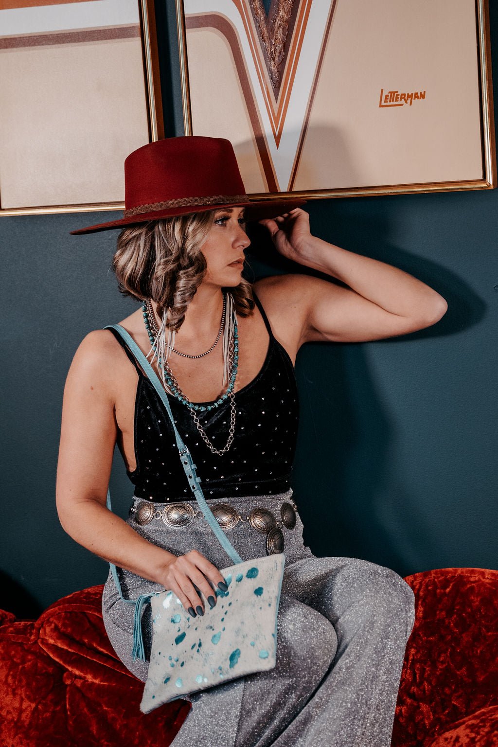Turquoise Cowhide Beaudin Crossbody –