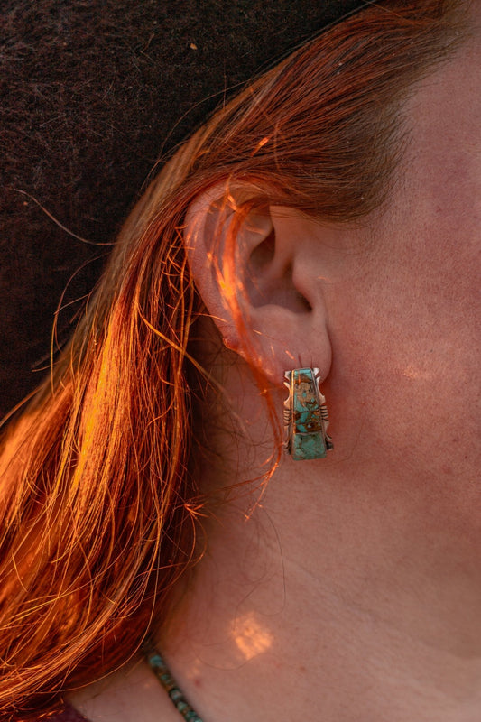 Turquoise Inlay Dangle Stud Earrings - 9greyhorses.comJewelry